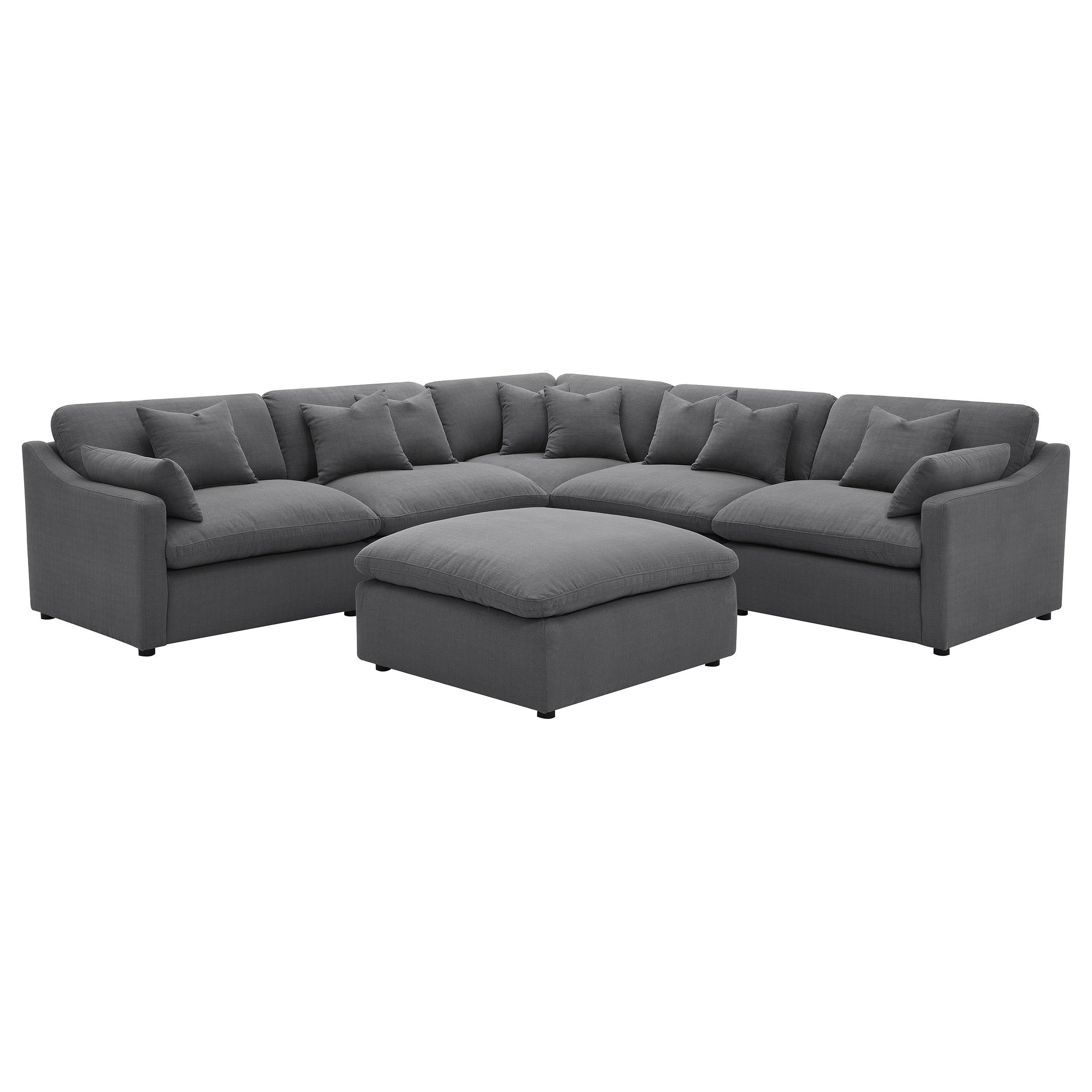 Coaster Hobson Charcoal 5-Piece Upholstered Modular Sectional with