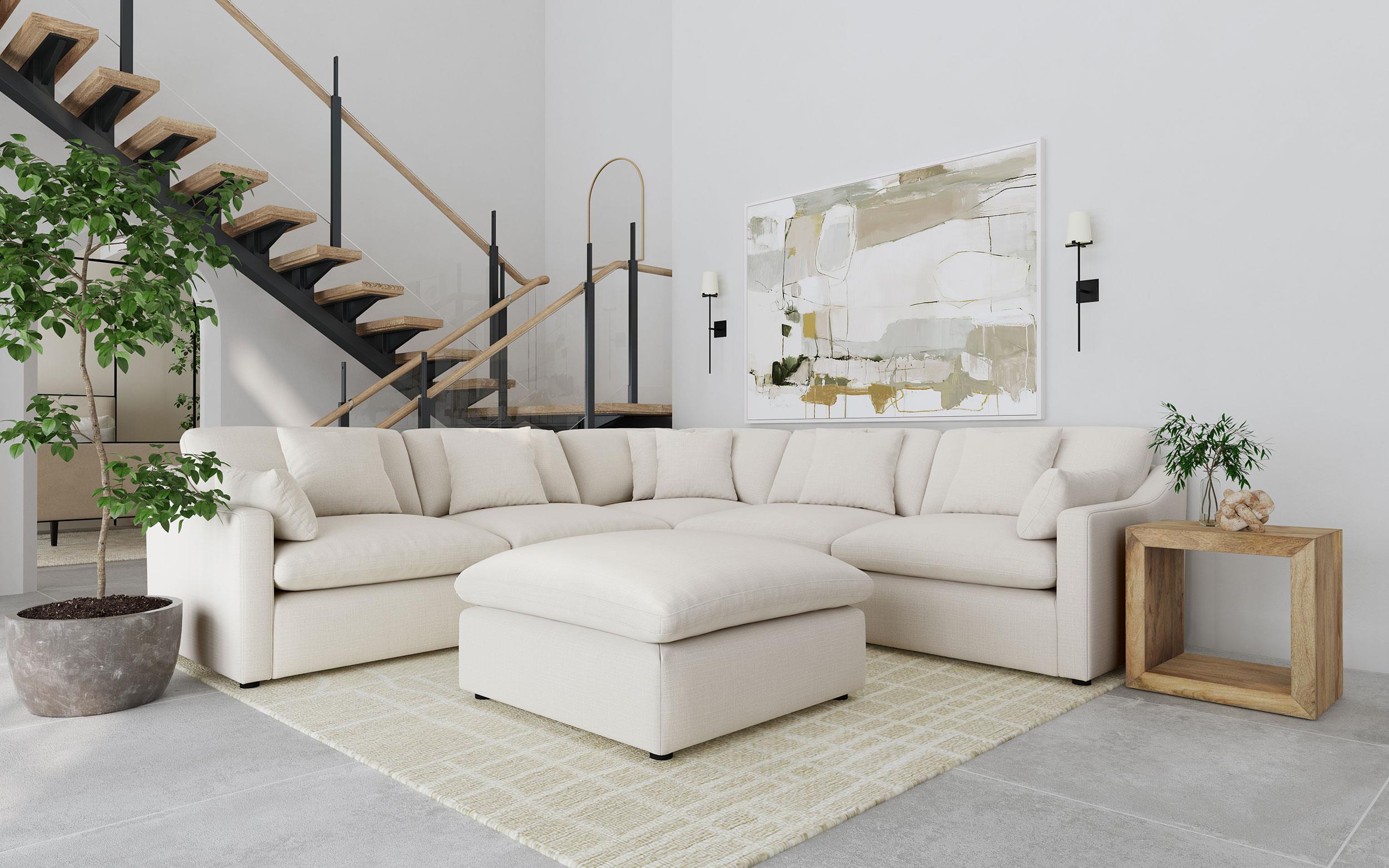 Hobson Ivory 6-piece Upholstered Modular Sectional Sofa – Luna