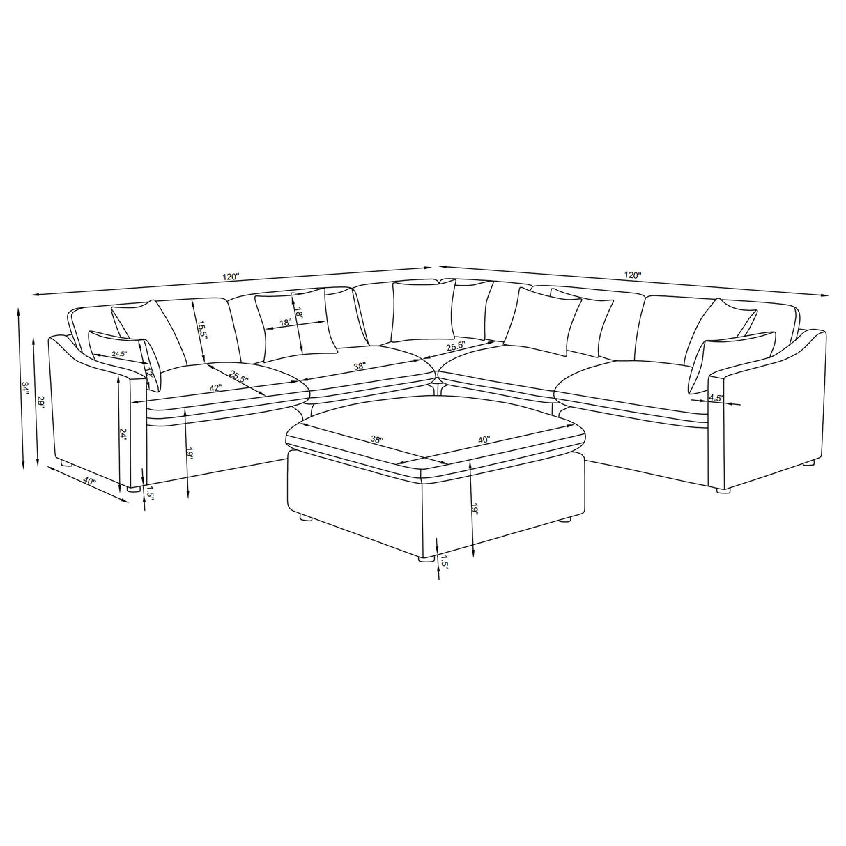 Hobson Ivory 6-piece Upholstered Modular Sectional Sofa from Coaster - Luna Furniture