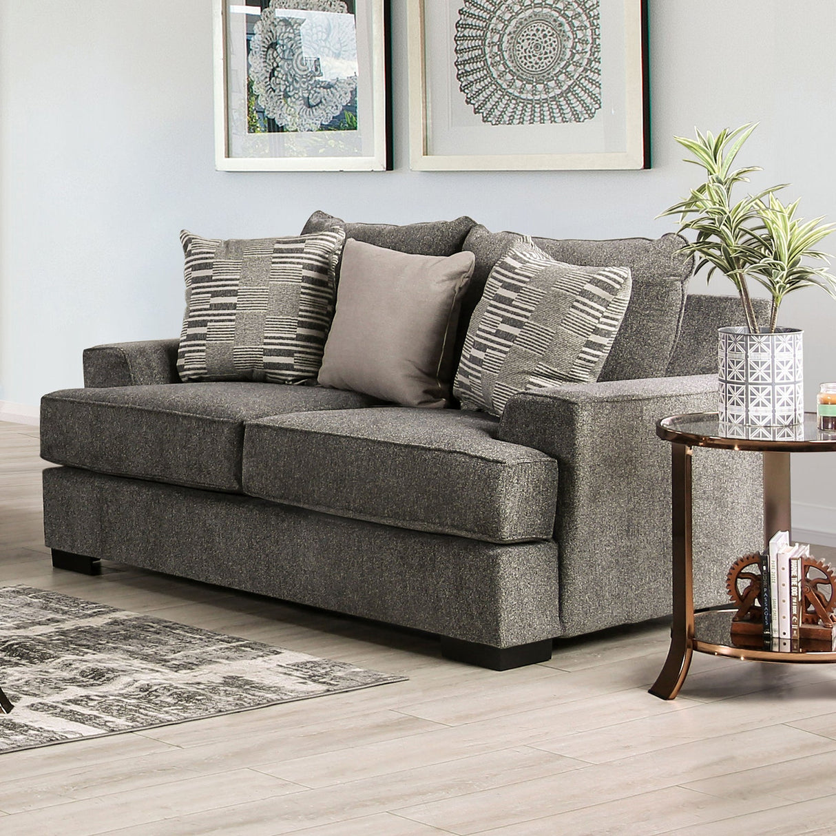 Holborn Gray Loveseat from Furniture of America - Luna Furniture