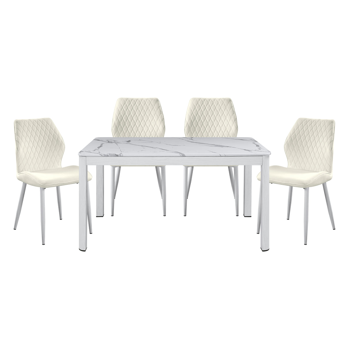 Hollis White/Beige Stone Top Dining Set from Homelegance - Luna Furniture