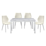 Hollis White/Beige Stone Top Dining Set from Homelegance - Luna Furniture