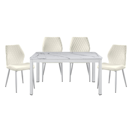 Hollis White/Beige Stone Top Dining Set from Homelegance - Luna Furniture