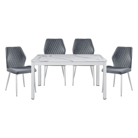 Hollis White/Dark Gray Stone-Top 5-Piece Dining Set from Homelegance - Luna Furniture
