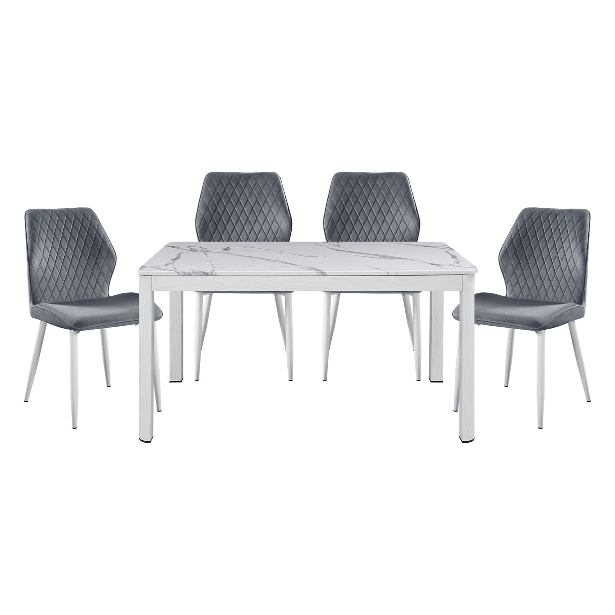 Hollis White/Dark Gray Stone Top Dining Set from Homelegance - Luna Furniture
