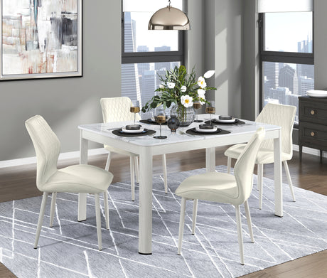 Hollis White Stone-Top Dining Table from Homelegance - Luna Furniture