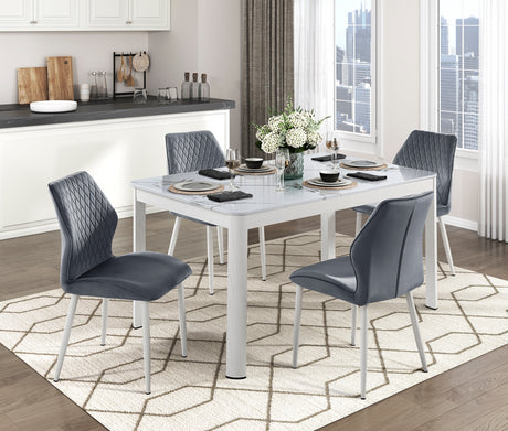 Hollis White Stone-Top Dining Table from Homelegance - Luna Furniture