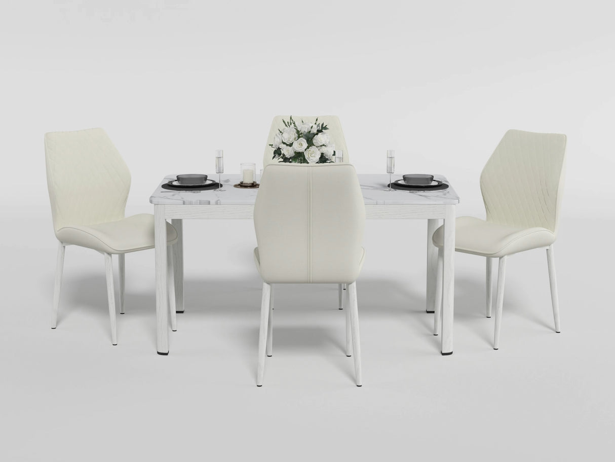 Hollis White Stone-Top Dining Table from Homelegance - Luna Furniture