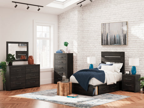 Hollivern Dark Gray Twin Panel Bed with Storage from Ashley - Luna Furniture
