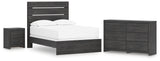 Hollivern Full Panel Bed with Dresser and Nightstand in Dark Gray from Ashley - Luna Furniture