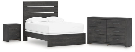 Hollivern Full Panel Bed with Dresser and Nightstand in Dark Gray from Ashley - Luna Furniture