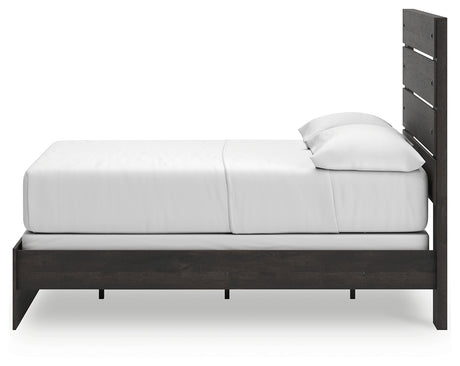 Hollivern Full Panel Bed with Mirrored Dresser and 2 Nightstands in Dark Gray from Ashley - Luna Furniture