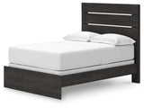 Hollivern Full Panel Bed with Mirrored Dresser and Nightstand in Dark Gray from Ashley - Luna Furniture