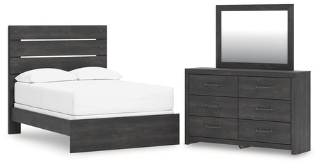 Hollivern Full Panel Bed with Mirrored Dresser in Dark Gray from Ashley - Luna Furniture