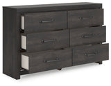Hollivern Full Panel Bed with Storage with Dresser and Nightstand in Dark Gray from Ashley - Luna Furniture