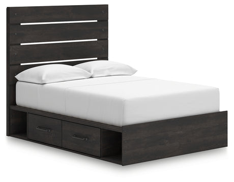 Hollivern Full Panel Bed with Storage with Dresser and Nightstand in Dark Gray from Ashley - Luna Furniture
