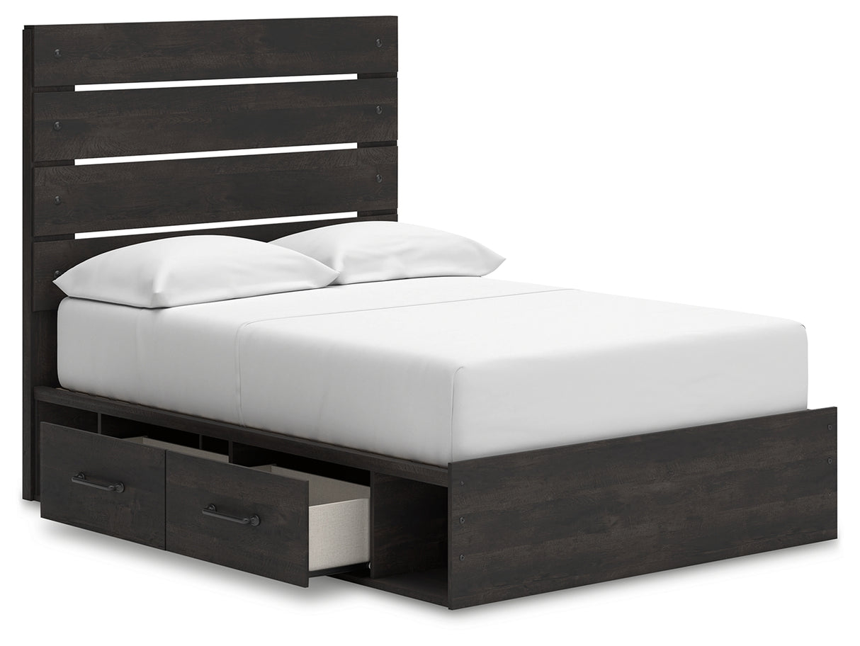 Hollivern Full Panel Bed with Storage with Dresser and Nightstand in Dark Gray from Ashley - Luna Furniture