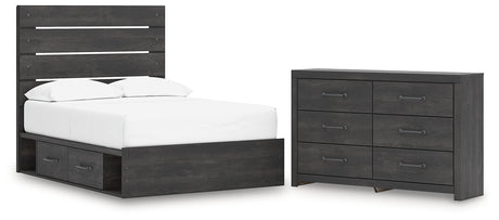 Hollivern Full Panel Bed with Storage with Dresser in Dark Gray from Ashley - Luna Furniture