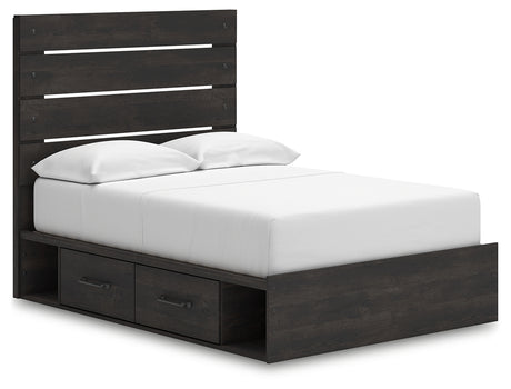 Hollivern Full Panel Bed with Storage with Mirrored Dresser, Chest and Nightstand in Dark Gray from Ashley - Luna Furniture