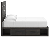 Hollivern Full Panel Bed with Storage with Mirrored Dresser, Chest and Nightstand in Dark Gray from Ashley - Luna Furniture