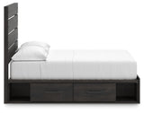 Hollivern Full Panel Bed with Storage with Mirrored Dresser and 2 Nightstands in Dark Gray from Ashley Furniture - Luna Furniture