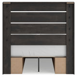 Hollivern Full Panel Bed with Storage with Mirrored Dresser and 2 Nightstands in Dark Gray from Ashley Furniture - Luna Furniture