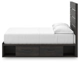 Hollivern Full Panel Bed with Storage with Mirrored Dresser and 2 Nightstands in Dark Gray from Ashley Furniture - Luna Furniture