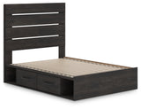 Hollivern Full Panel Bed with Storage with Mirrored Dresser and 2 Nightstands in Dark Gray from Ashley Furniture - Luna Furniture