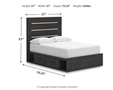Hollivern Full Panel Bed with Storage with Mirrored Dresser and 2 Nightstands in Dark Gray from Ashley Furniture - Luna Furniture