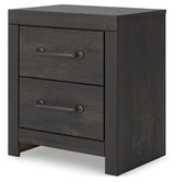 Hollivern Full Panel Bed with Storage with Mirrored Dresser and 2 Nightstands in Dark Gray from Ashley Furniture - Luna Furniture