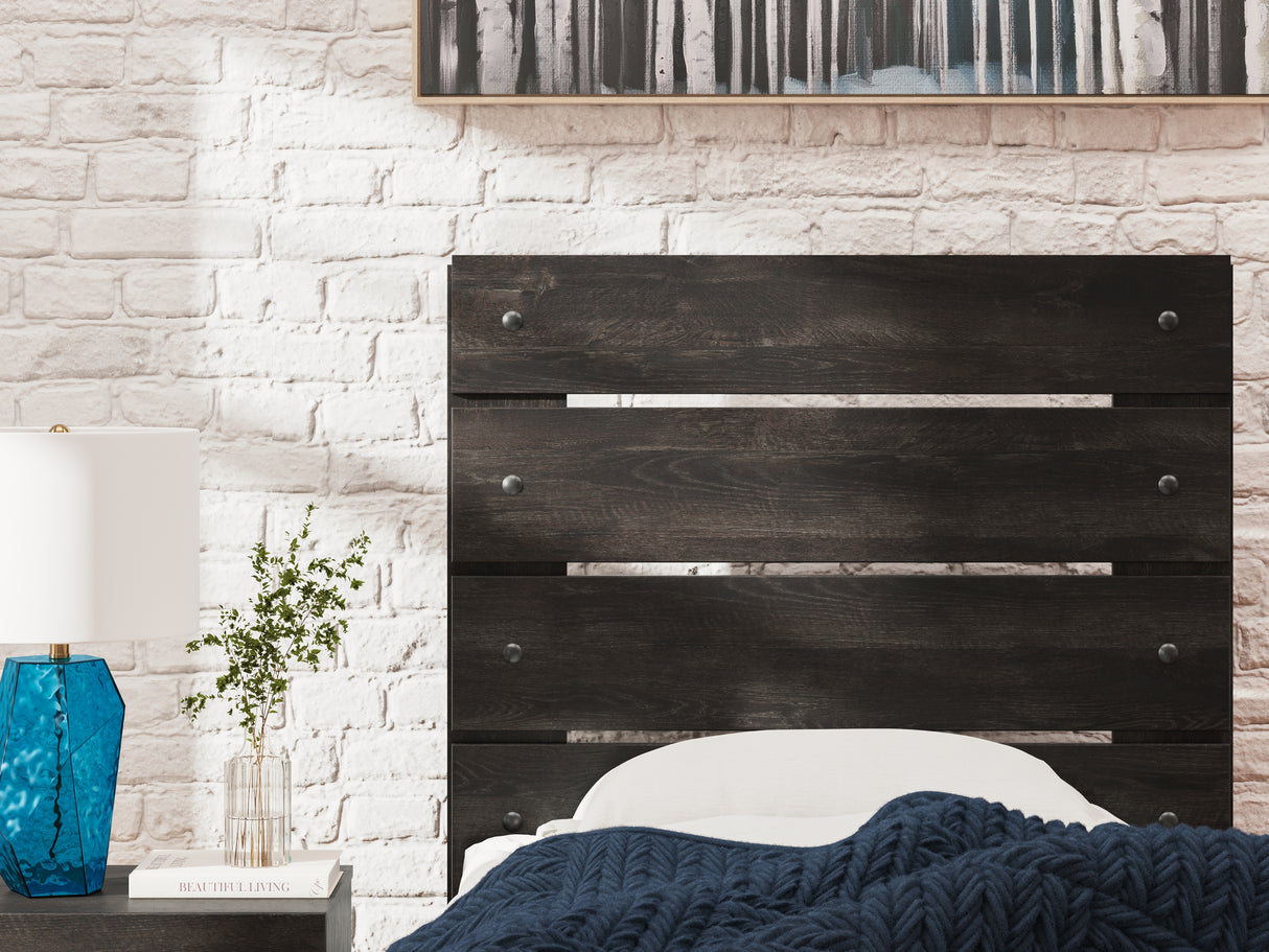 Hollivern Full Panel Bed with Storage with Mirrored Dresser and 2 Nightstands in Dark Gray from Ashley Furniture - Luna Furniture