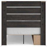 Hollivern Full Panel Bed with Storage with Mirrored Dresser and 2 Nightstands in Dark Gray from Ashley Furniture - Luna Furniture