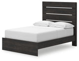 Hollivern Full Panel Bed with Storage with Mirrored Dresser and 2 Nightstands in Dark Gray from Ashley Furniture - Luna Furniture