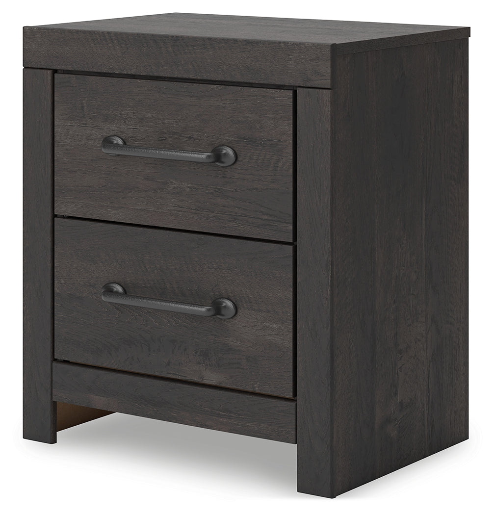 Hollivern Full Panel Bed with Storage with Mirrored Dresser and 2 Nightstands in Dark Gray from Ashley Furniture - Luna Furniture