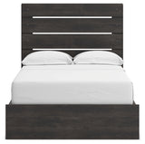 Hollivern Full Panel Bed with Storage with Mirrored Dresser and Nightstand in Dark Gray from Ashley - Luna Furniture