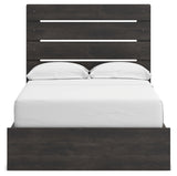 Hollivern Full Panel Bed with Storage with Mirrored Dresser and Nightstand in Dark Gray from Ashley - Luna Furniture