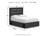 Hollivern Full Panel Bed with Storage with Mirrored Dresser and Nightstand in Dark Gray from Ashley - Luna Furniture