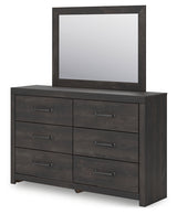 Hollivern Full Panel Bed with Storage with Mirrored Dresser in Dark Gray from Ashley - Luna Furniture