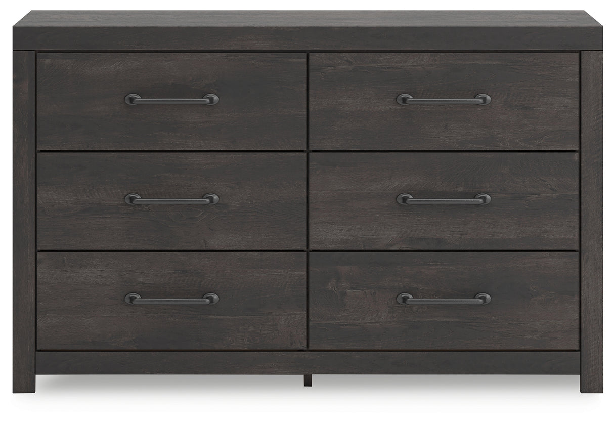 Hollivern King Panel Bed with Dresser in Dark Gray from Ashley - Luna Furniture