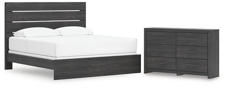 Hollivern King Panel Bed with Dresser in Dark Gray from Ashley - Luna Furniture