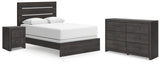 Hollivern Queen Panel Bed with Dresser and Nightstand in Dark Gray from Ashley - Luna Furniture