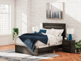 Hollivern Queen Panel Bed with Mirrored Dresser and Nightstand in Dark Gray from Ashley - Luna Furniture