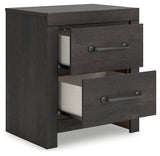 Hollivern Twin Panel Bed with Mirrored Dresser and Nightstand in Dark Gray from Ashley - Luna Furniture
