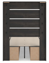 Hollivern Twin Panel Bed with Storage with Dresser in Dark Gray from Ashley - Luna Furniture
