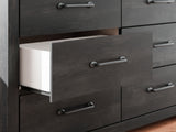 Hollivern Twin Panel Bed with Storage with Dresser in Dark Gray from Ashley - Luna Furniture