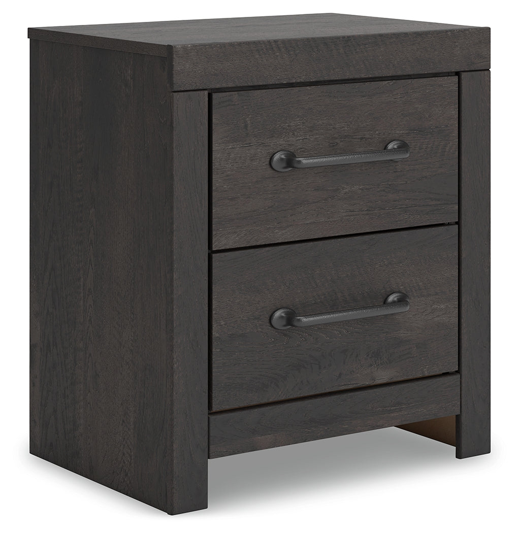 Hollivern Twin Panel Storage Bed with Mirrored Dresser, Chest and 2 Nightstands in Dark Gray from Ashley - Luna Furniture