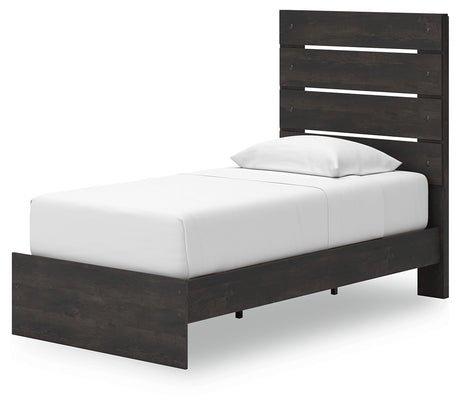 Hollivern Twin Panel Storage Bed with Mirrored Dresser in Dark Gray from Ashley - Luna Furniture