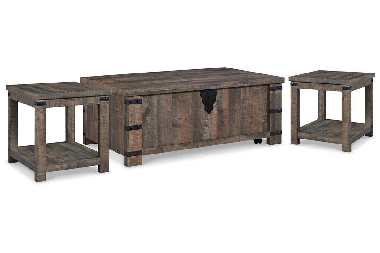 Hollum Rustic Brown Lift-top Coffee Table and 2 End Tables from Ashley - Luna Furniture