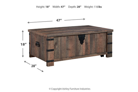 Hollum Rustic Brown Lift-top Coffee Table and 2 End Tables from Ashley - Luna Furniture