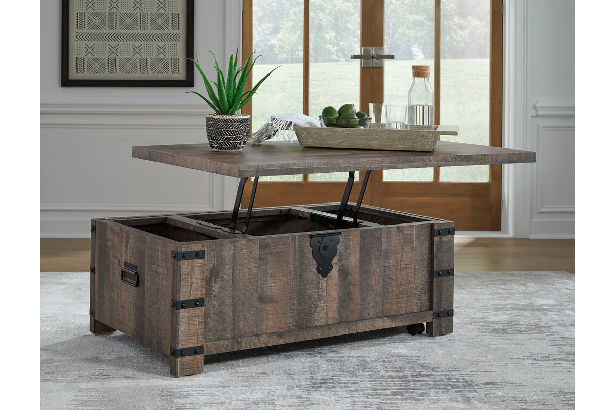 Hollum Rustic Brown Lift-top Coffee Table and 2 End Tables from Ashley - Luna Furniture